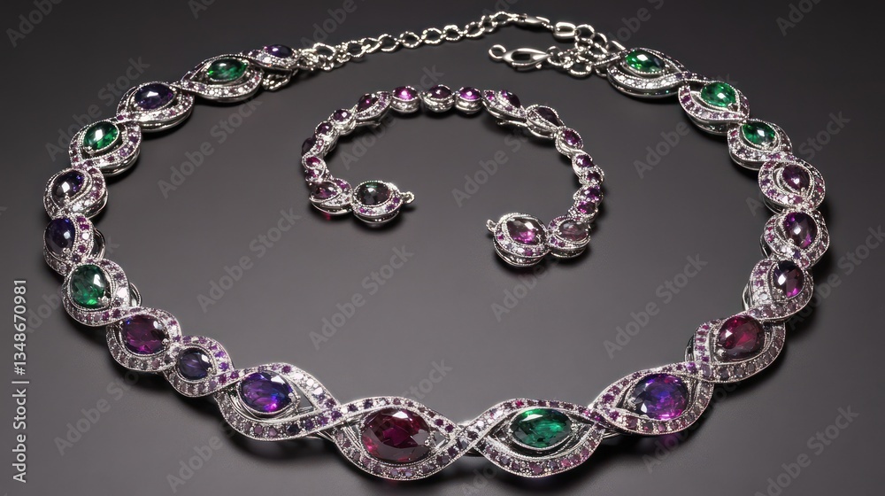 Obraz premium Elegant gemstone necklace and bracelet set