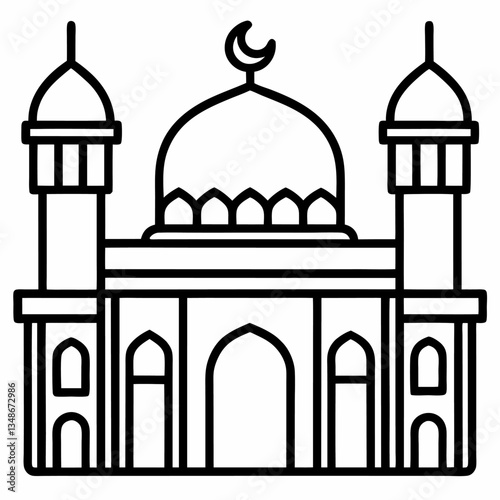 Mosque outline icon on white background 
