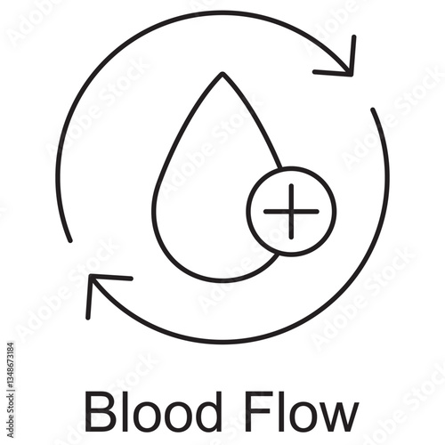 Blood Flow icon, Optimizing Blood Flow for Better Health, The Science of Healthy Circulation, vector