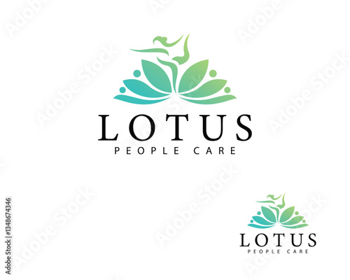 lotus logo creative design concept yoga therapy natural health