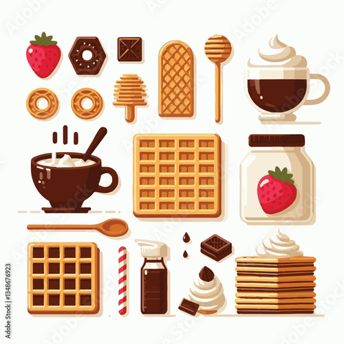 food, waffle, dessert, breakfast, background, pastry, sweet, snack, delicious, illustration, homemade, lunch, tasty, crispy, bakery, fresh, white, baked, meal, belgian, wafer, cream, cake, golden, str