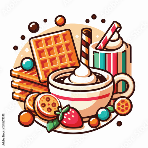 food, waffle, dessert, breakfast, background, pastry, sweet, snack, delicious, illustration, homemade, lunch, tasty, crispy, bakery, fresh, white, baked, meal, belgian, wafer, cream, cake, golden, str