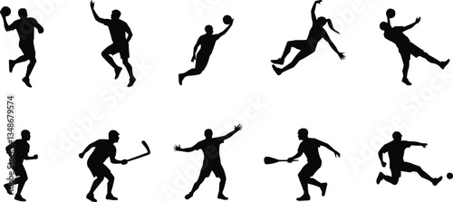 Wallpaper Mural vector silhouettes of dynamic   players  Torontodigital.ca