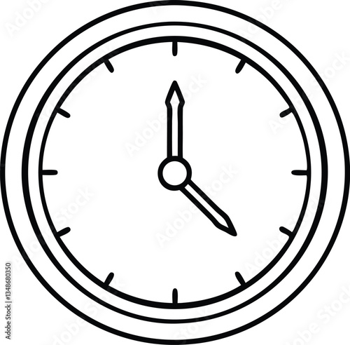 wall clock with clouds line art vector,wall clock coloring book page,