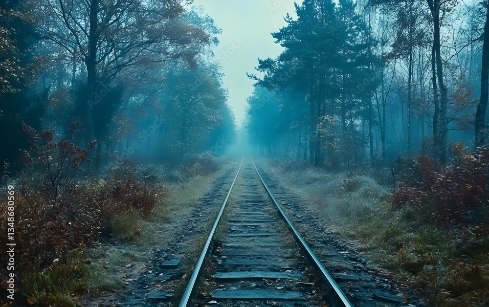 Fototapeta premium A road with yellow leaves on the ground