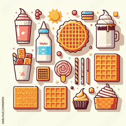 food, waffle, dessert, breakfast, background, pastry, sweet, snack, delicious, illustration, homemade, lunch, tasty, crispy, bakery, fresh, white, baked, meal, belgian, wafer, cream, cake, golden, str