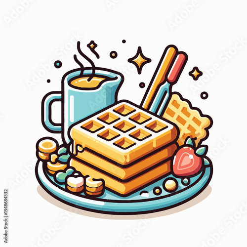 food, waffle, dessert, breakfast, background, pastry, sweet, snack, delicious, illustration, homemade, lunch, tasty, crispy, bakery, fresh, white, baked, meal, belgian, wafer, cream, cake, golden, str