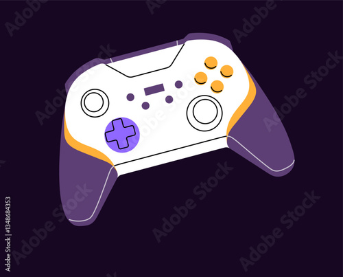 Gamers' controller icon. Modern joystick, wireless joypad for remote control. Gamepad to play video games. Cybersports accessory, equipment for videogame console. Flat isolated vector illustration