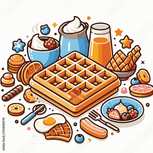 food, waffle, dessert, breakfast, background, pastry, sweet, snack, delicious, illustration, homemade, lunch, tasty, crispy, bakery, fresh, white, baked, meal, belgian, wafer, cream, cake, golden, str