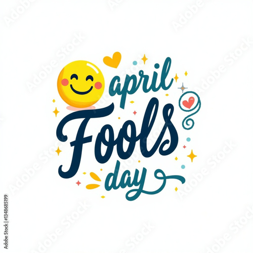 Vector illustration April Fools Day template design with smile icon. Fools day lettering text for celebration party or greeting card. isolated on white background. April fool's day concept.