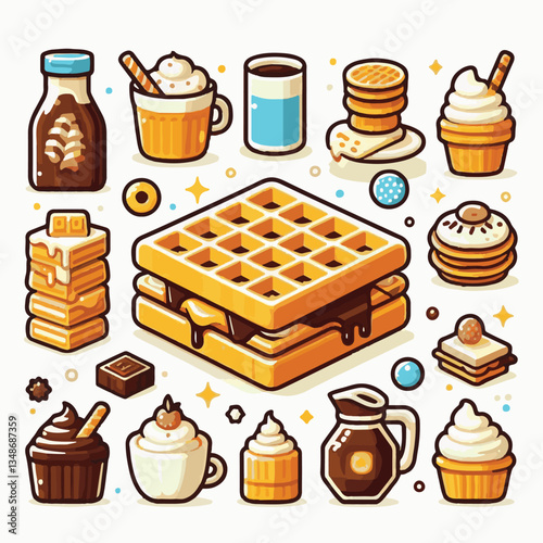 food, waffle, dessert, breakfast, background, pastry, sweet, snack, delicious, illustration, homemade, lunch, tasty, crispy, bakery, fresh, white, baked, meal, belgian, wafer, cream, cake, golden, str