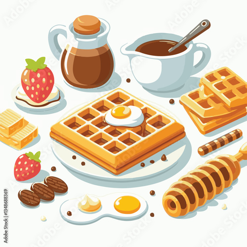 food, waffle, dessert, breakfast, background, pastry, sweet, snack, delicious, illustration, homemade, lunch, tasty, crispy, bakery, fresh, white, baked, meal, belgian, wafer, cream, cake, golden, str