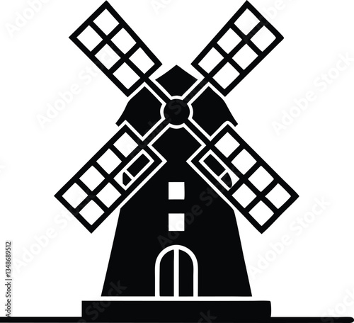 windmill silhouette vector,windmill icon symbol 