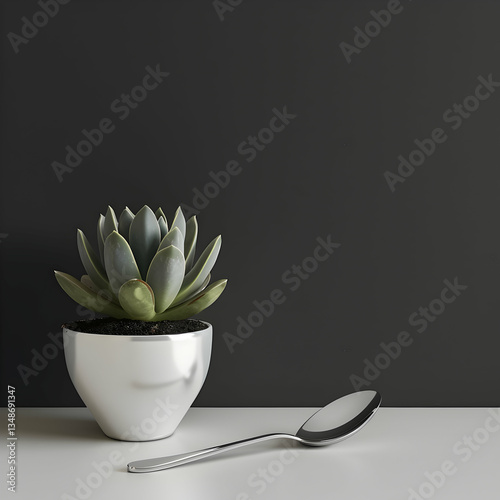 Tiny Succulent in White Pot