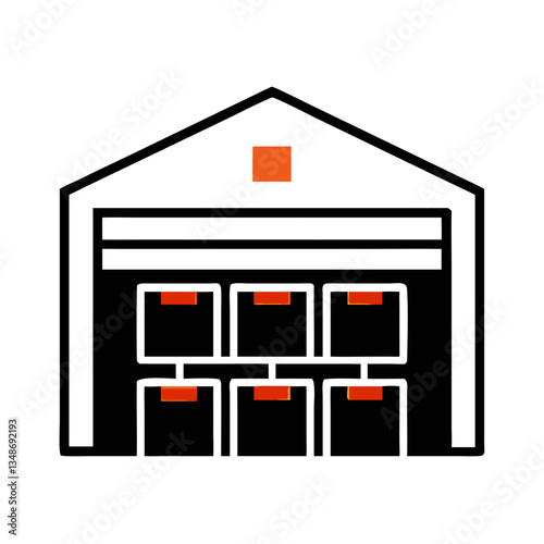Warehouse building with organized inventory boxes