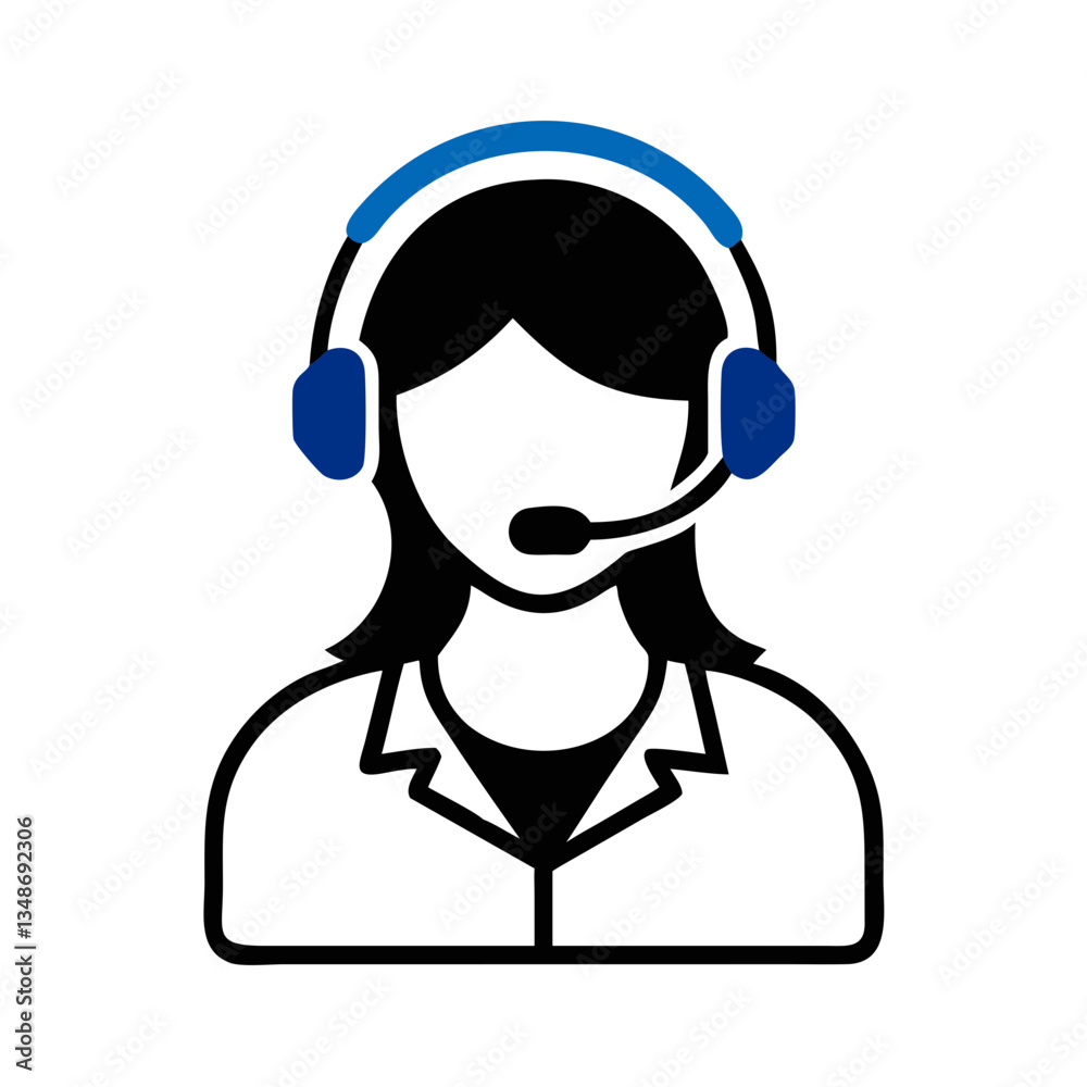 Female customer service agent wearing a headset Female customer service agent wearing a headset