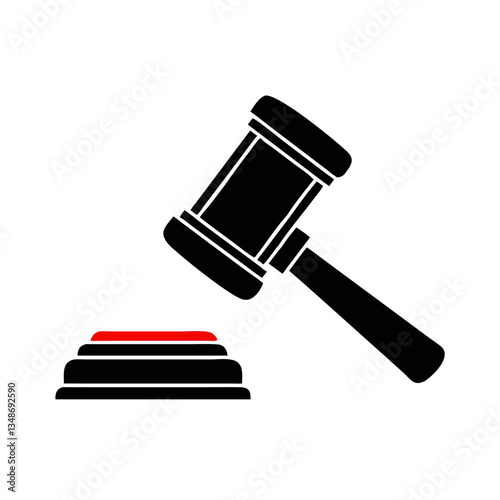 Auction gavel icon with base