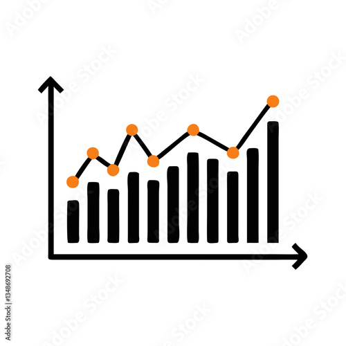 Data analytics graph with fluctuating chart points
