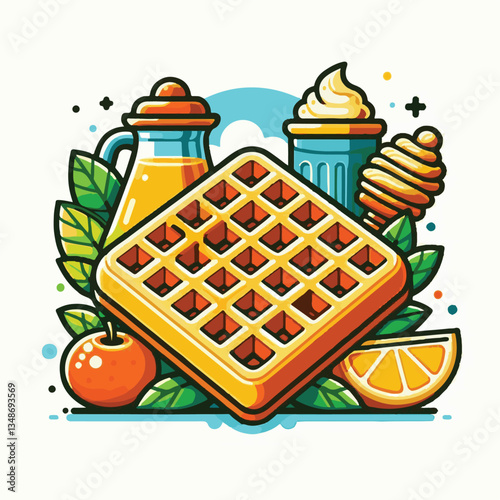 waffle, food, breakfast, dessert, delicious, sweet, snack, bakery, belgian, pastry, background, tasty, wafer, illustration, crispy, art, closeup, lunch, cake, fresh, eat, cartoon, homemade, baked, iso