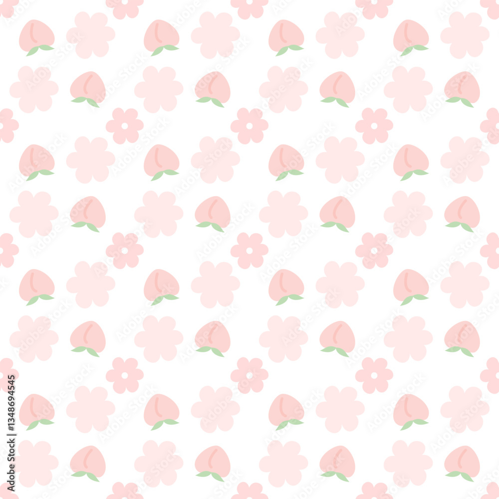 seamless pattern with pink flowers and peach seamless pattern with pink flowers and peach