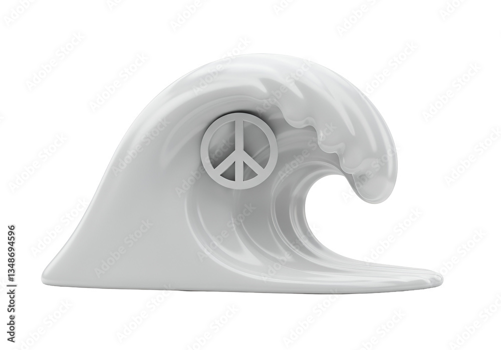 Fototapeta premium 3D White Wave with Peace Sign - Symbolizing Calmness and Peace