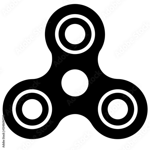 fidget spinner black silhouette vector, Simple silhouette Design vector icon with white background.