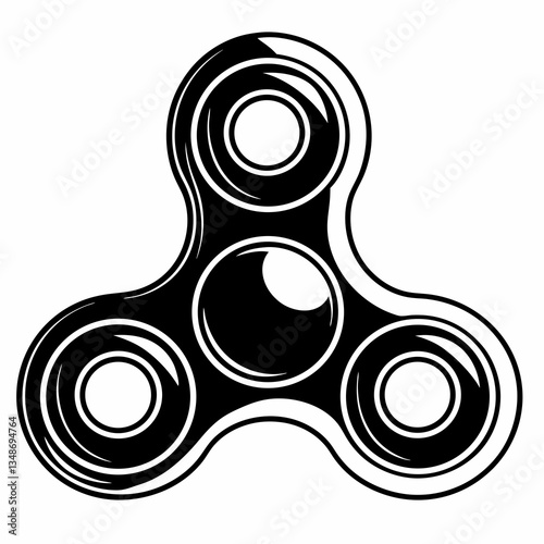 fidget spinner black silhouette vector, Simple silhouette Design vector icon with white background.