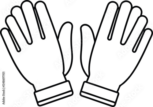 gloves outline coloring book page,work gloves line art vector