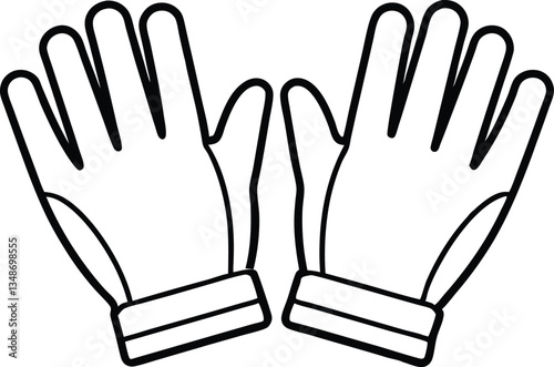 gloves outline coloring book page,work gloves line art vector
