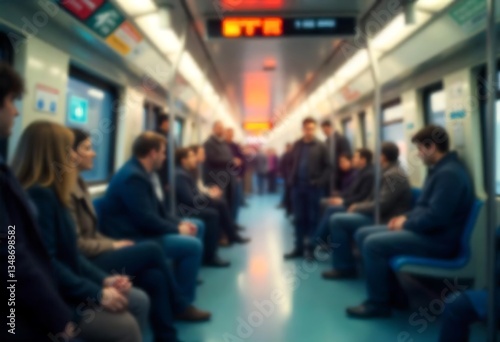 Wallpaper Mural Generative AI The blur of everyday commute People traveling by train in a city Torontodigital.ca