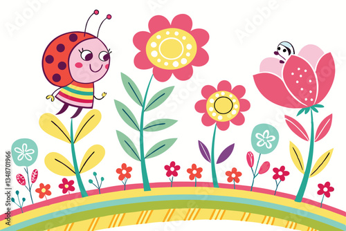 15 Colorful cartoon flowers, vibrant floral arrangement, whimsical garden illustration, playful botanical design, pastel and bright colors, childlike drawing style, cute flower characters, abstract fl