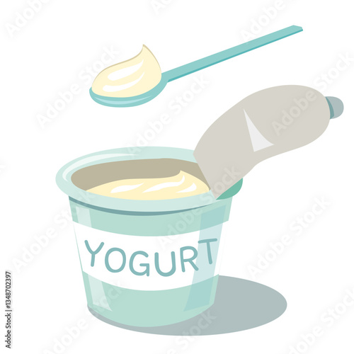 Yogurt Cup with Spoon Vector Illustration isolated on a white background