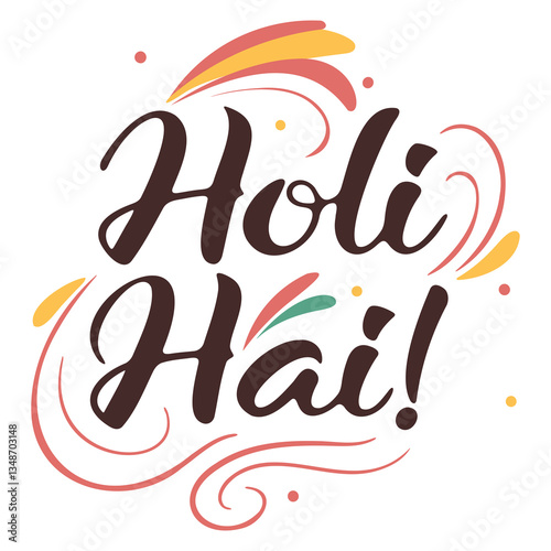 Holi festival typography with decorative calligraphy and colorful flourishes photo