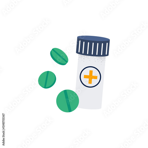 Prescription drugs and pills. Unhealthy habits and addictions concept. Vector illustration on a white background.