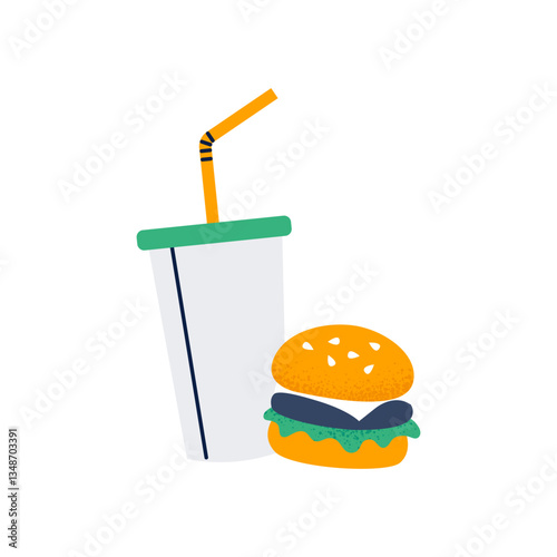 Fast food. Unhealthy habits and addictions concept. Vector illustration on a white background.