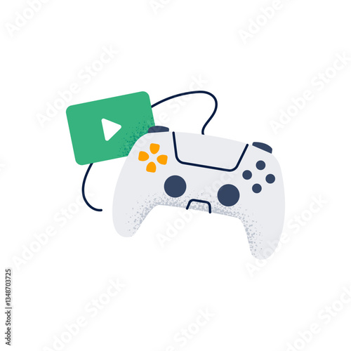 Online gaming. Unhealthy habits and addictions concept. Vector illustration on a white background.