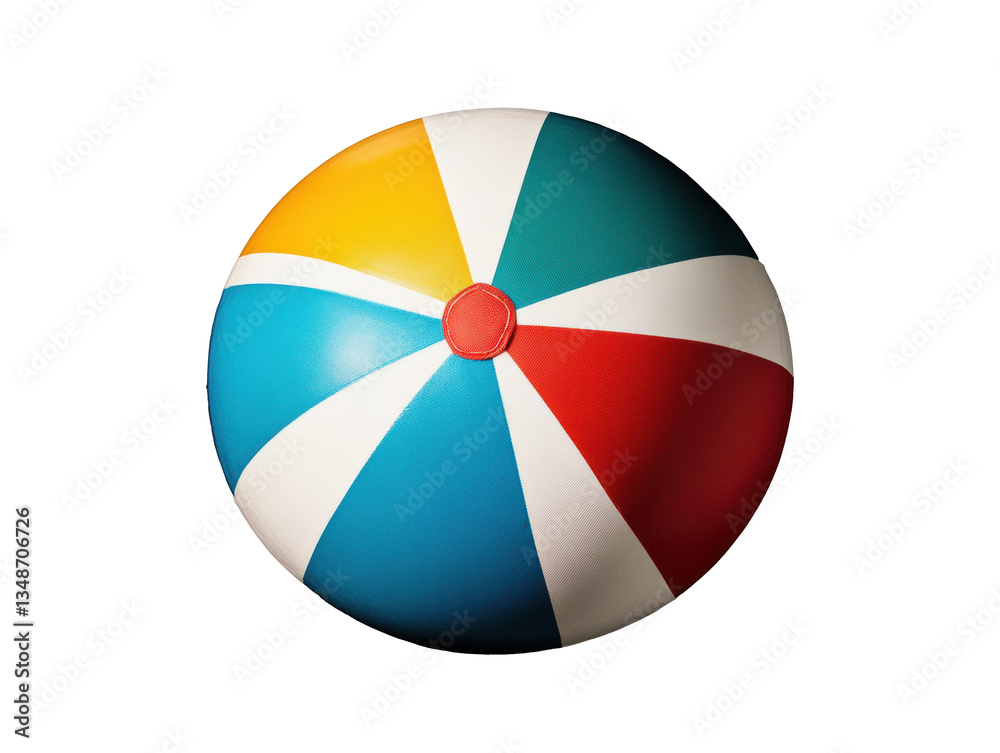 Obraz premium Bright beach ball in vibrant colors for summer fun activities on a transparent background, cut out