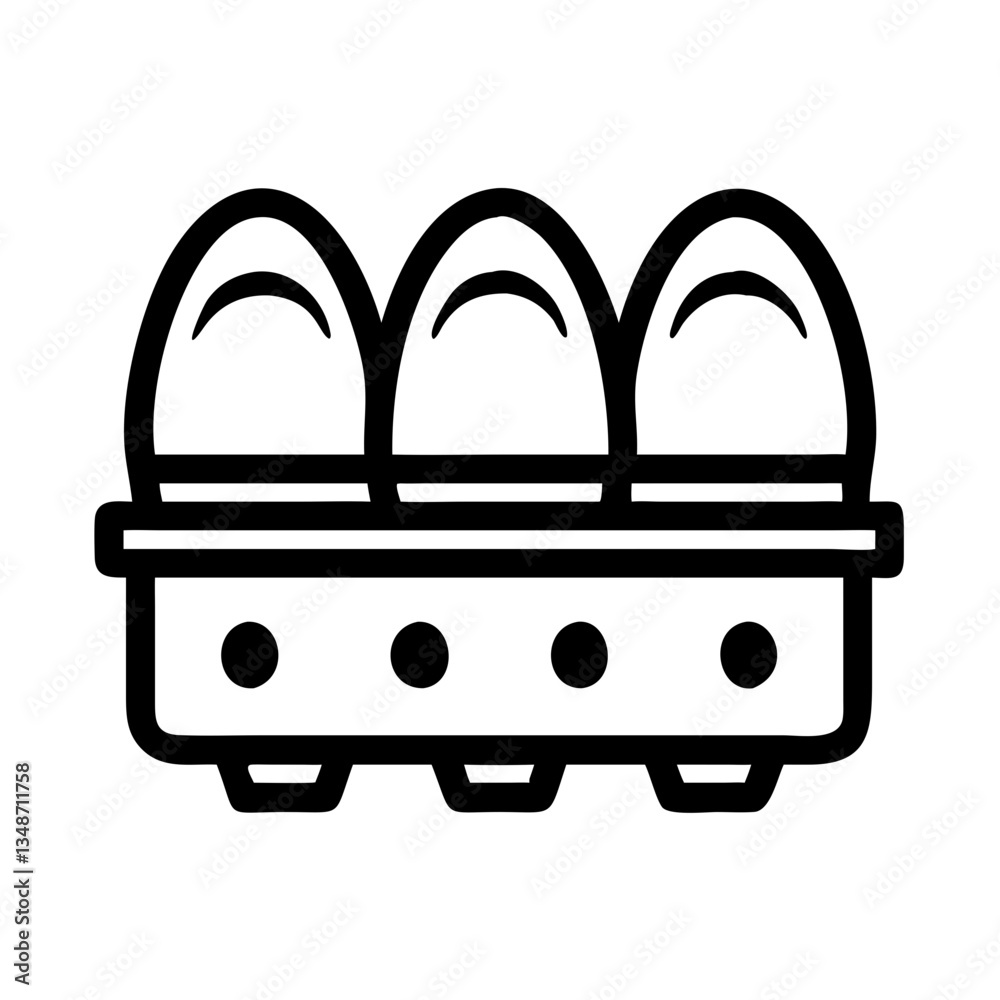 Egg Cooker Icon with eggs in a tray
