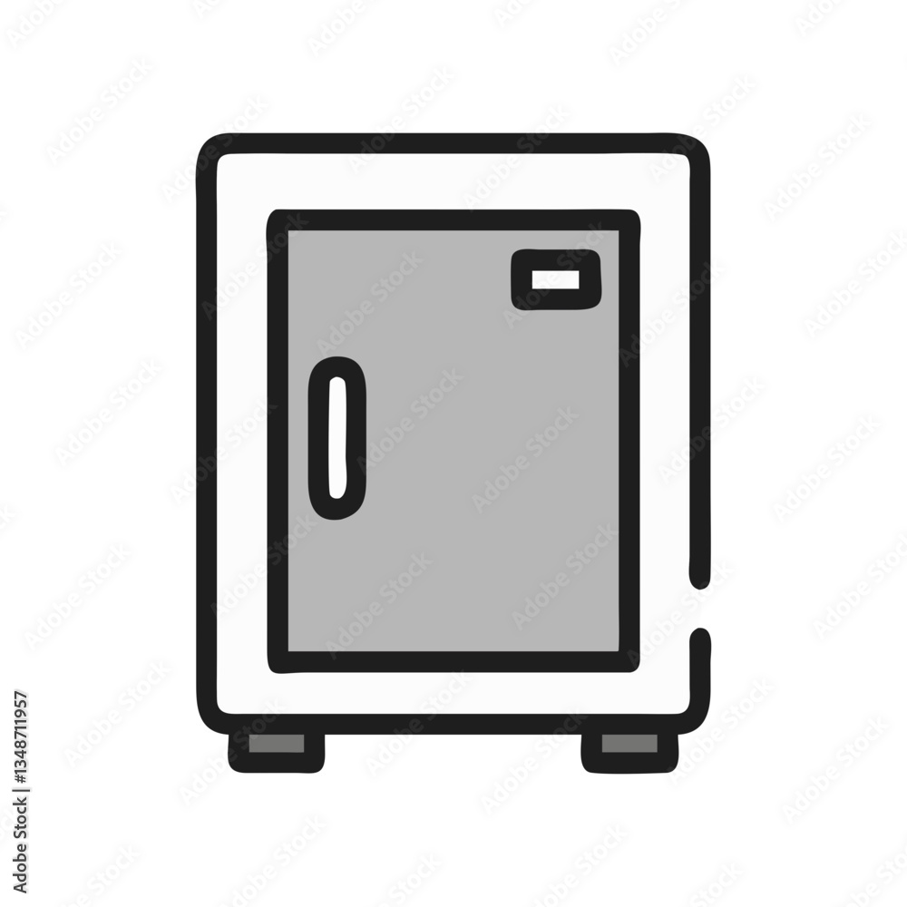 Mini Fridge Icon in simple flat design against white background Mini Fridge Icon in simple flat design against white background
