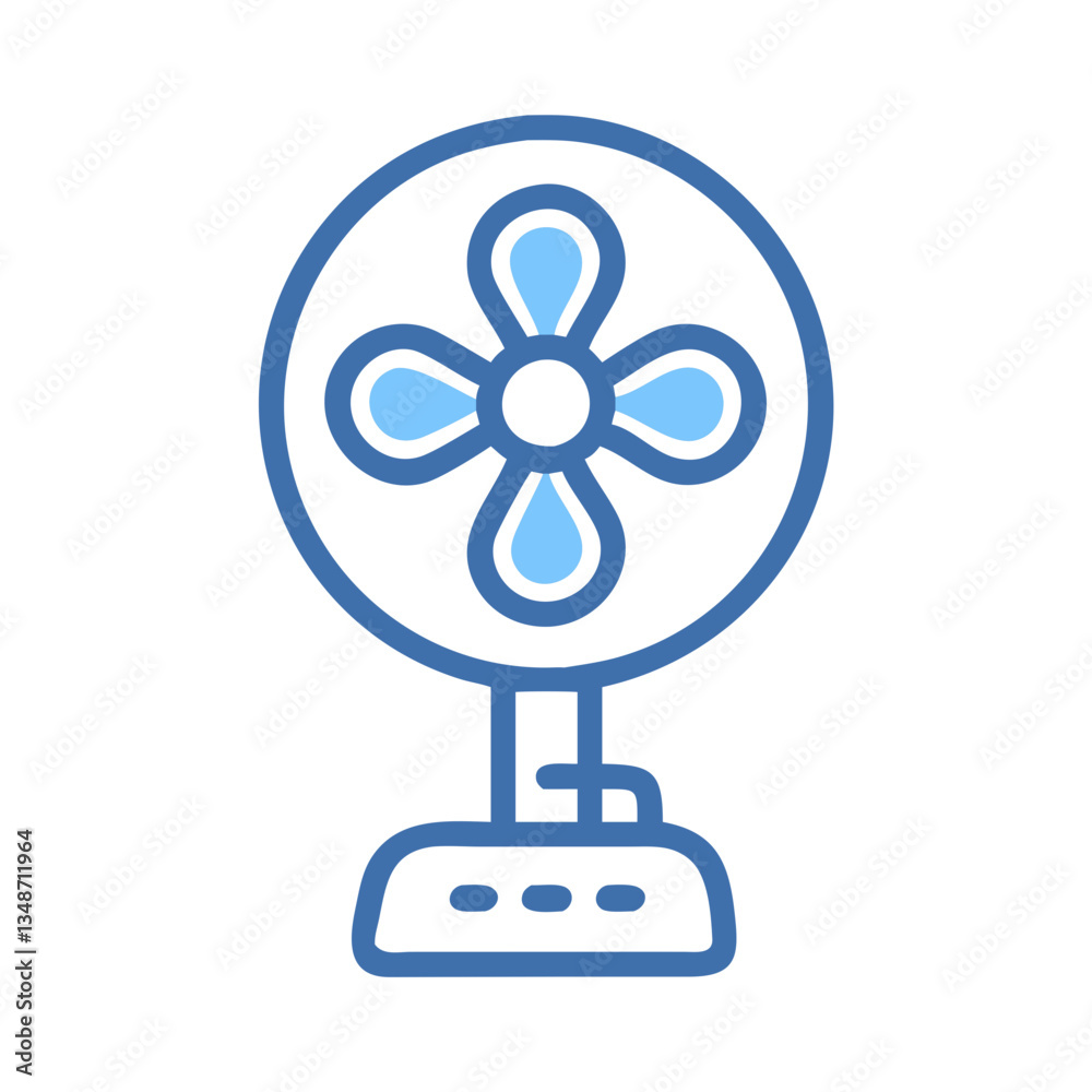 Portable Fan Icon in blue and white design Portable Fan Icon in blue and white design