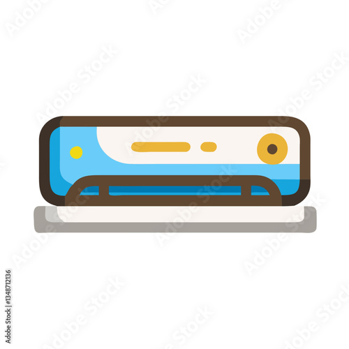 Vacuum Sealer Icon in flat design with blue and beige colors