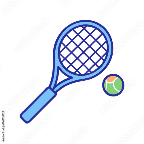 Tennis Racket Icon with Tennis Ball