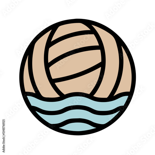 Water Polo Ball Icon against a stylized water background
