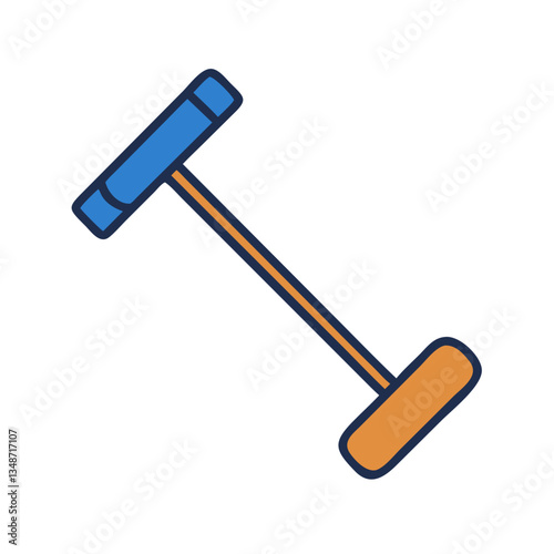 Polo Mallet Icon in blue and orange graphic design