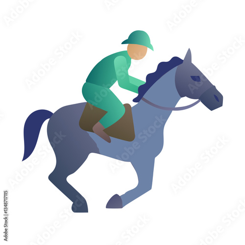 Horse racing icon with jockey riding a horse in motion