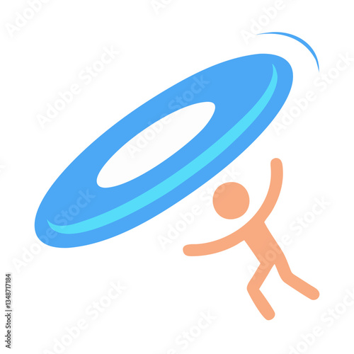 Frisbee Icon being thrown by a person against a white background