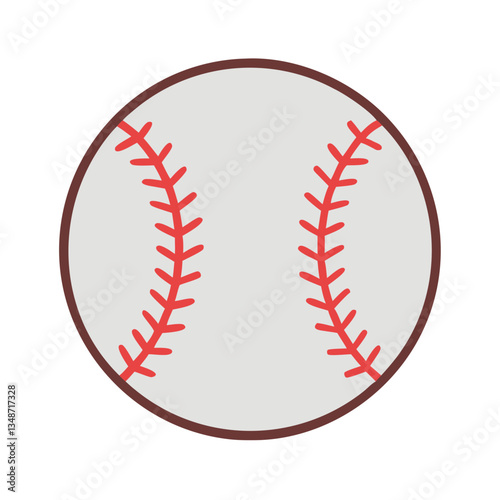 Baseball Icon with red stitches on a circular background