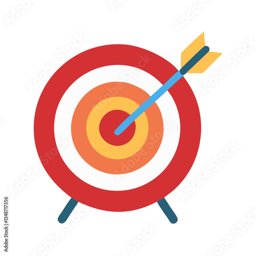 Archery Target Icon with arrow hitting the center
