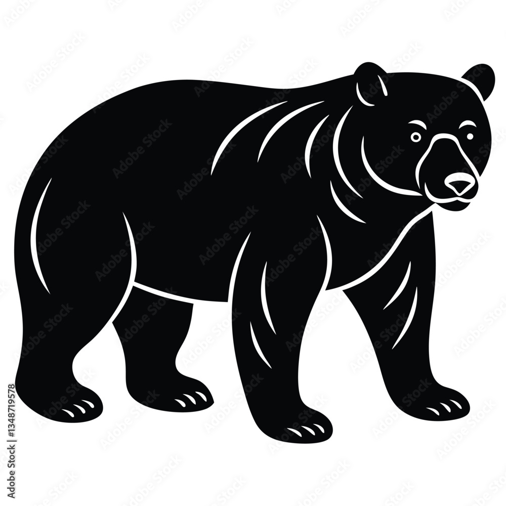 Silhouette of a Bear with two cubs following, bear silhouette illustration, Polar bear silhouette collection with cub, Bear family black silhouette animals. Vector Illustrator. Silhouette of a Bear with two cubs following, bear silhouette illustration, Polar bear silhouette collection with cub, Bear family black silhouette animals. Vector Illustrator.
