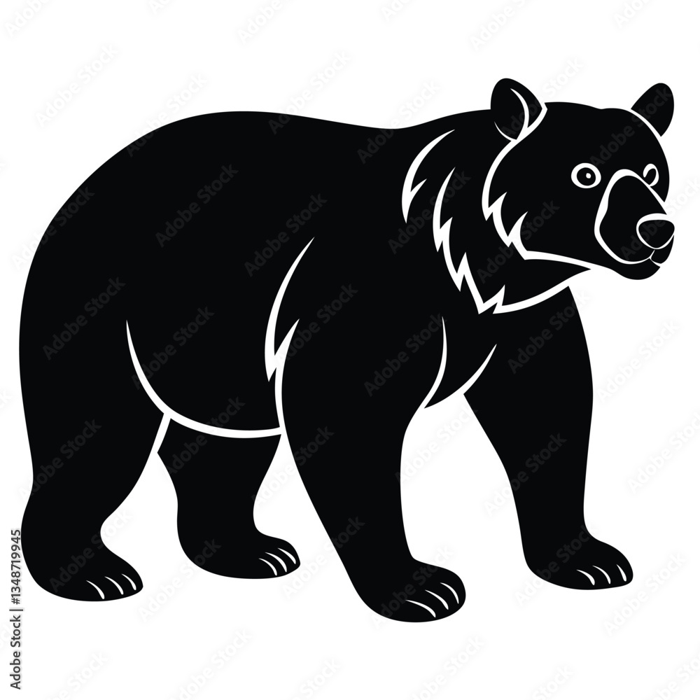 Silhouette of a Bear with two cubs following, bear silhouette illustration, Polar bear silhouette collection with cub, Bear family black silhouette animals. Vector Illustrator. Silhouette of a Bear with two cubs following, bear silhouette illustration, Polar bear silhouette collection with cub, Bear family black silhouette animals. Vector Illustrator.